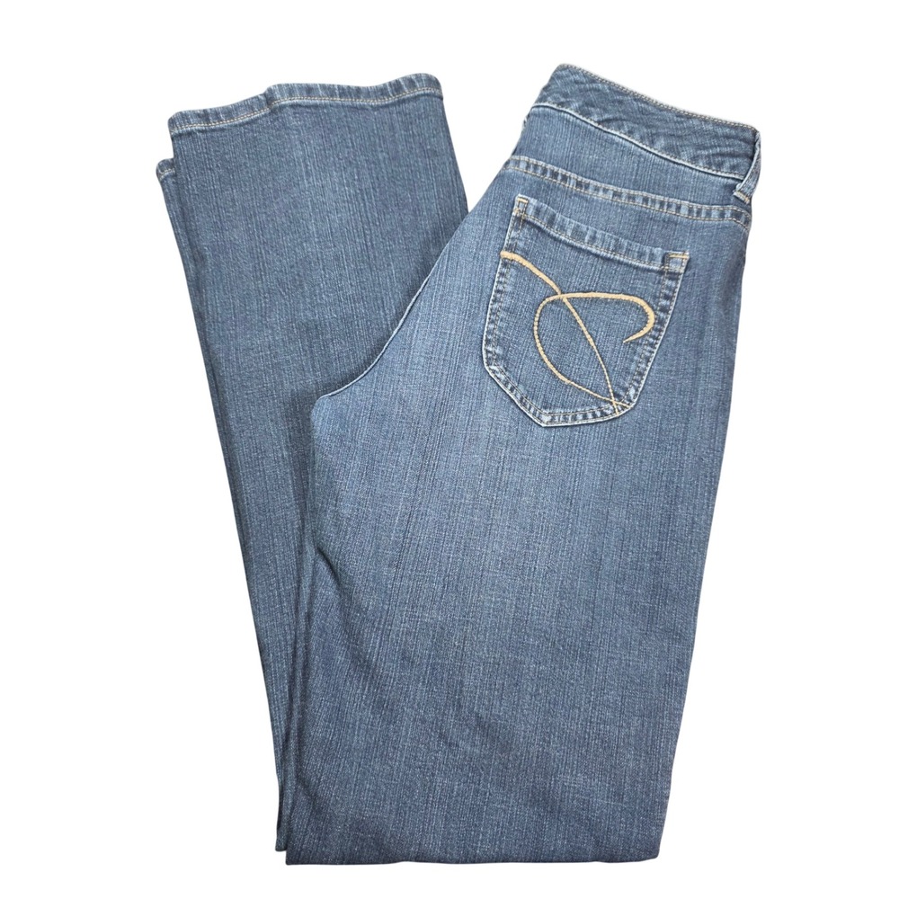 Chicos Platinum Women Medium Wash Bootcut Denim Jeans Blue Stretch Size 1